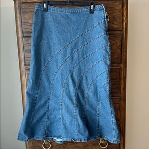 Vintage Christopher & Banks Denim Midi A-Line Skirt Size 8
